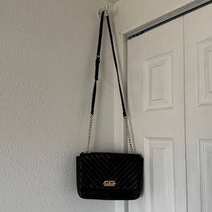 Black Faux Leather Quilted Purse